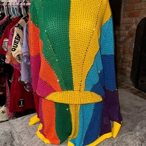 Colorful Women's Sweater and Shorts